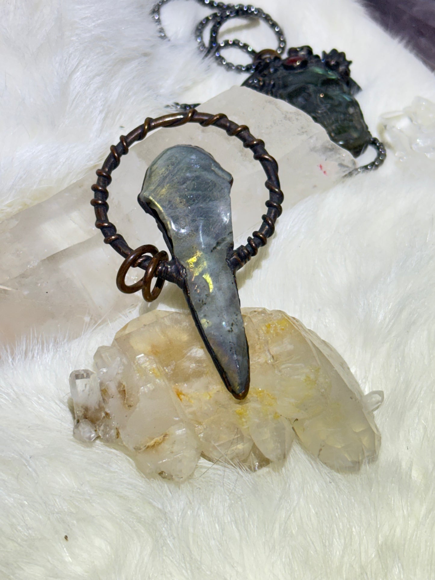 Labradorite Raven Skull